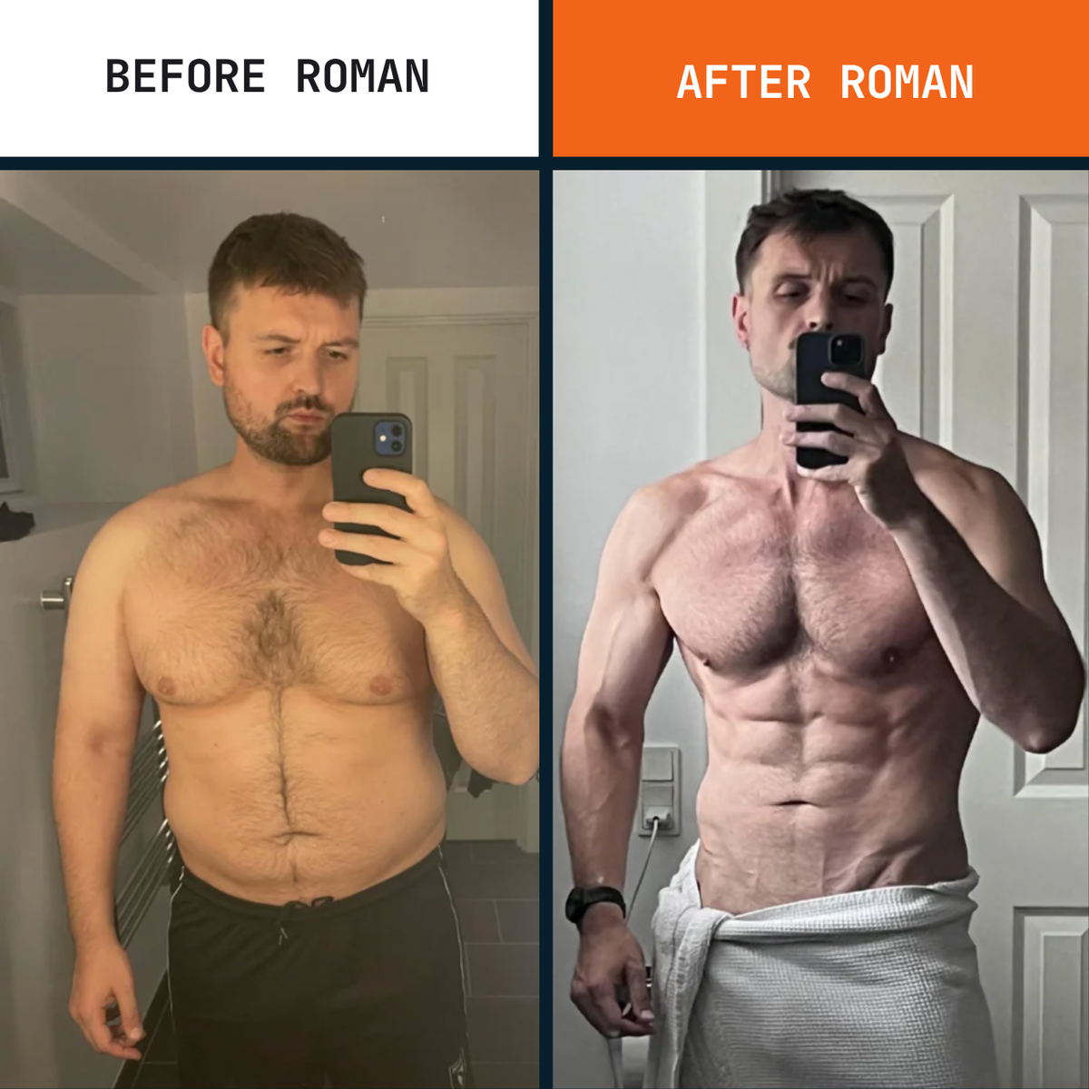 Roman customer before and after