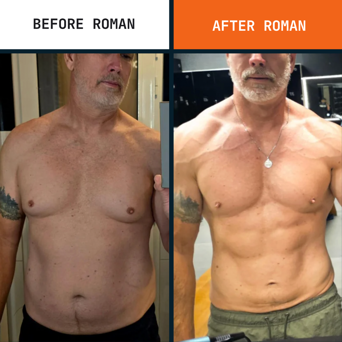 Roman customer before and after