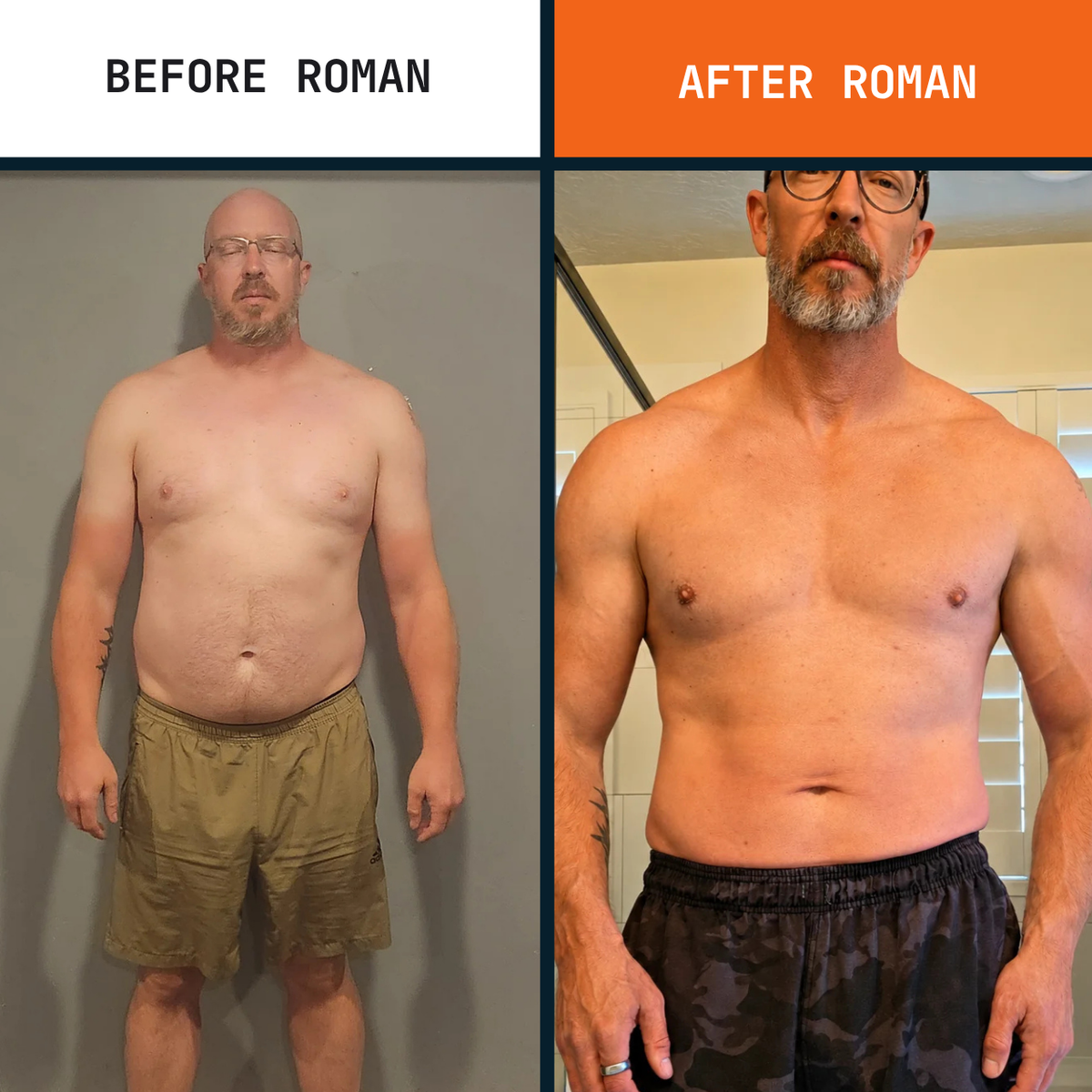 Roman customer before and after
